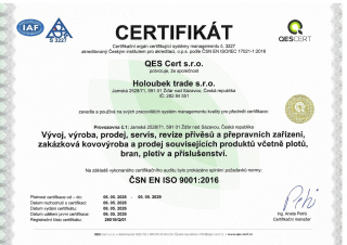 Certifikace ČSN EN ISO 9001:2016